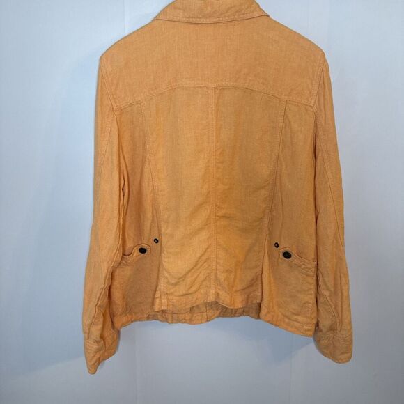 J Jill Womens Utility Jacket 100% Linen Peach Large‎ Button Front Coastal - Picture 9 of 10